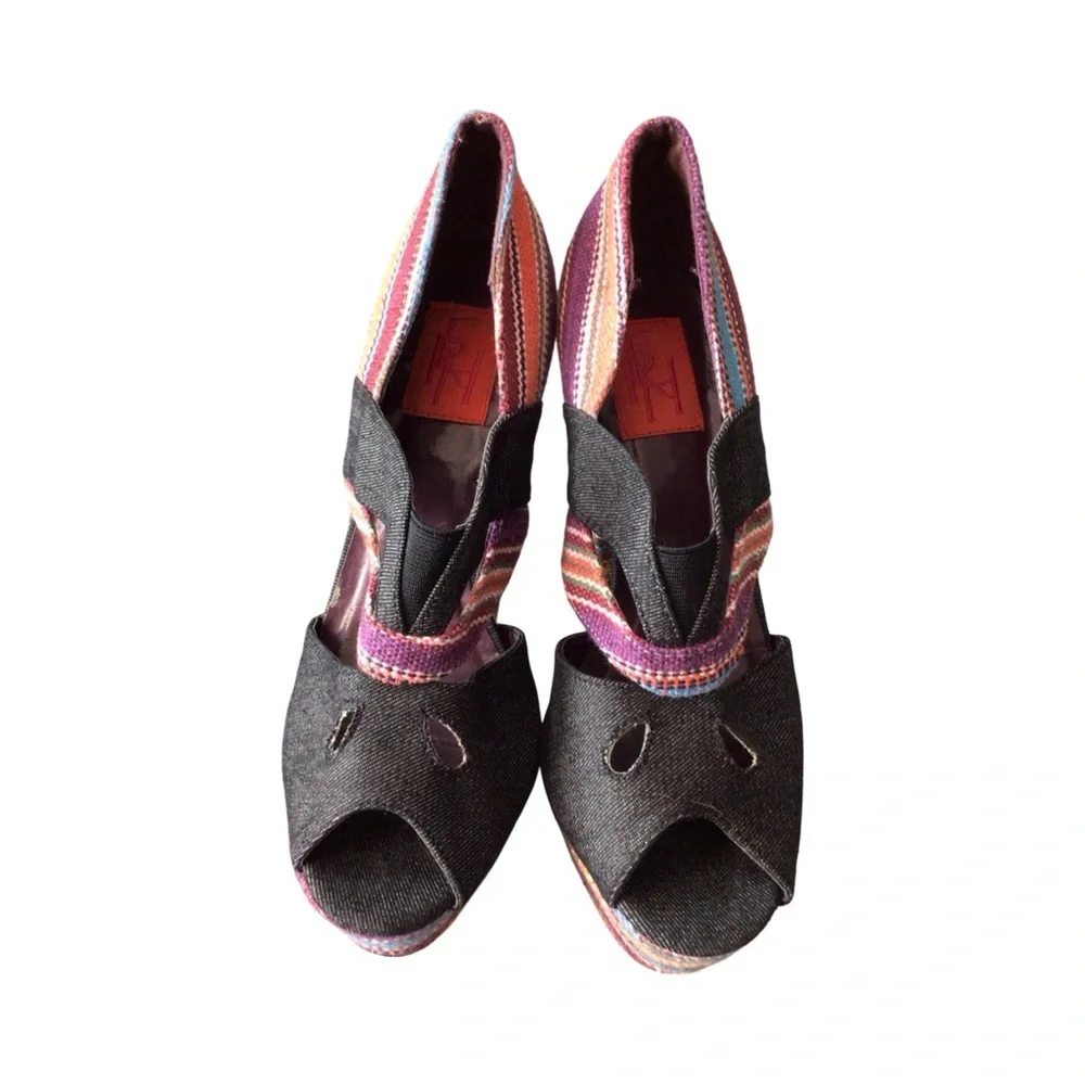 Fahrenheit Multicolor Striped Platform Heels